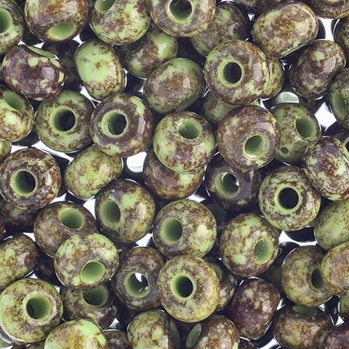 Preciosa Czech Seed Beads 32/0 (8mm) Opaque Travertine on Light Green - 250g Bulk Bag Beads for Jewelry Making and Crafts