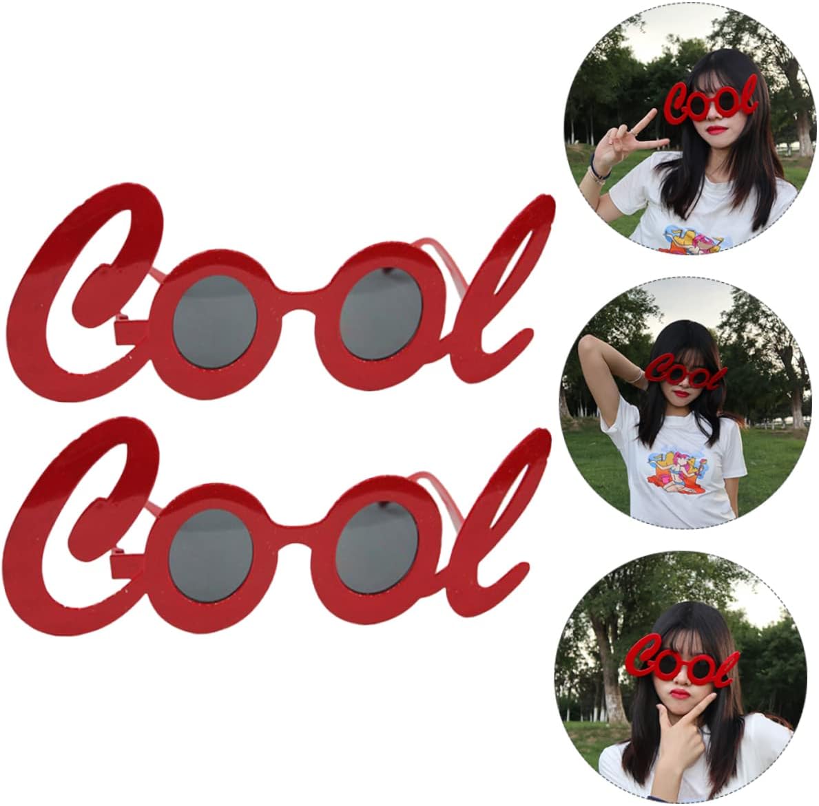 SHOWERORO 2Pcs Cool Letter Shaped Eyeglasses Props Made of Abs Material Lightweight Party Glasses Decor for Festival Photo Booths and Home Gatherings