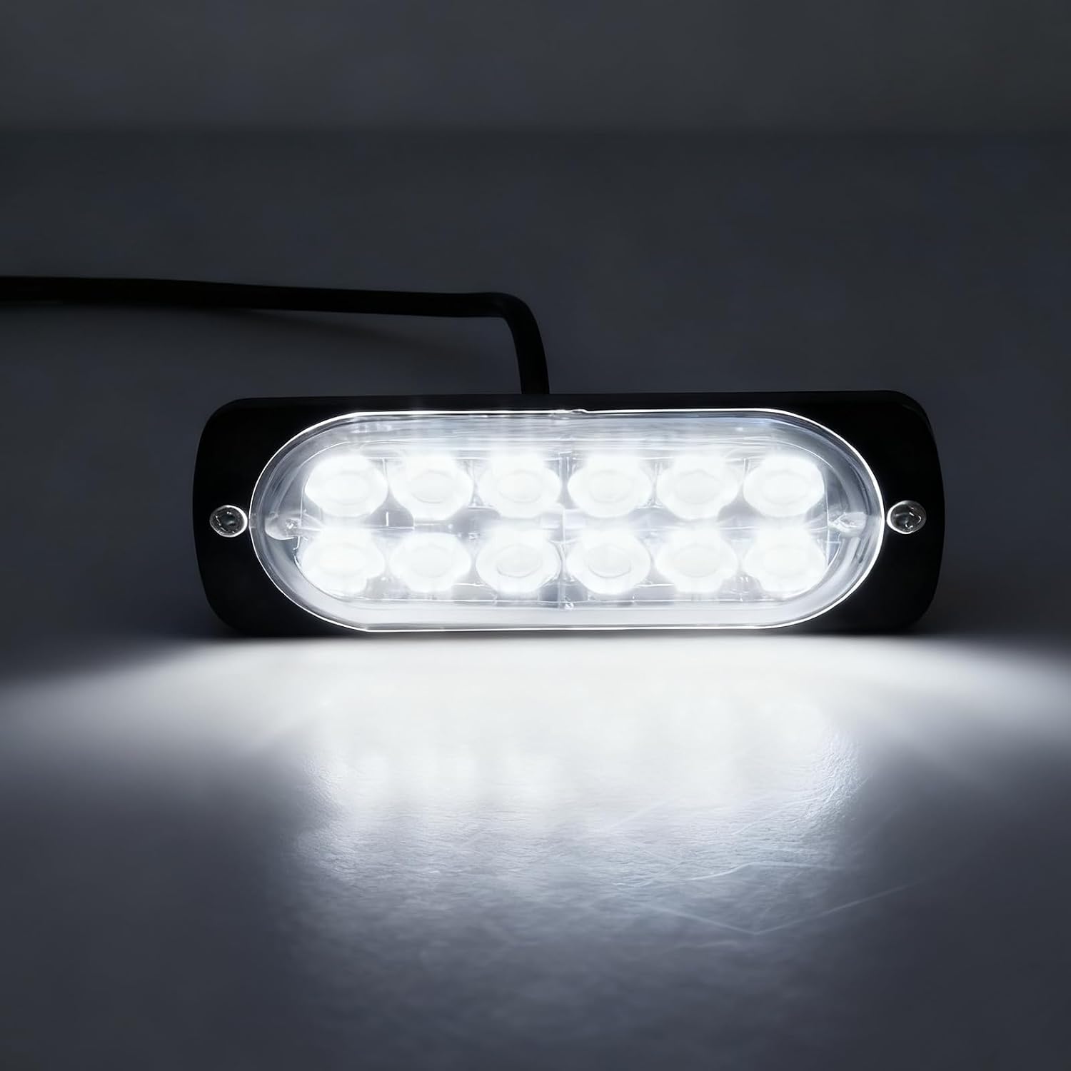 PATIKIL 12-LED Aluminum Strobe Lights, 2 Pack MIni Warning Strobe Lamps Car Truck Slim Flash Light for Vehicle LED Grille Head Warning Lamps, White