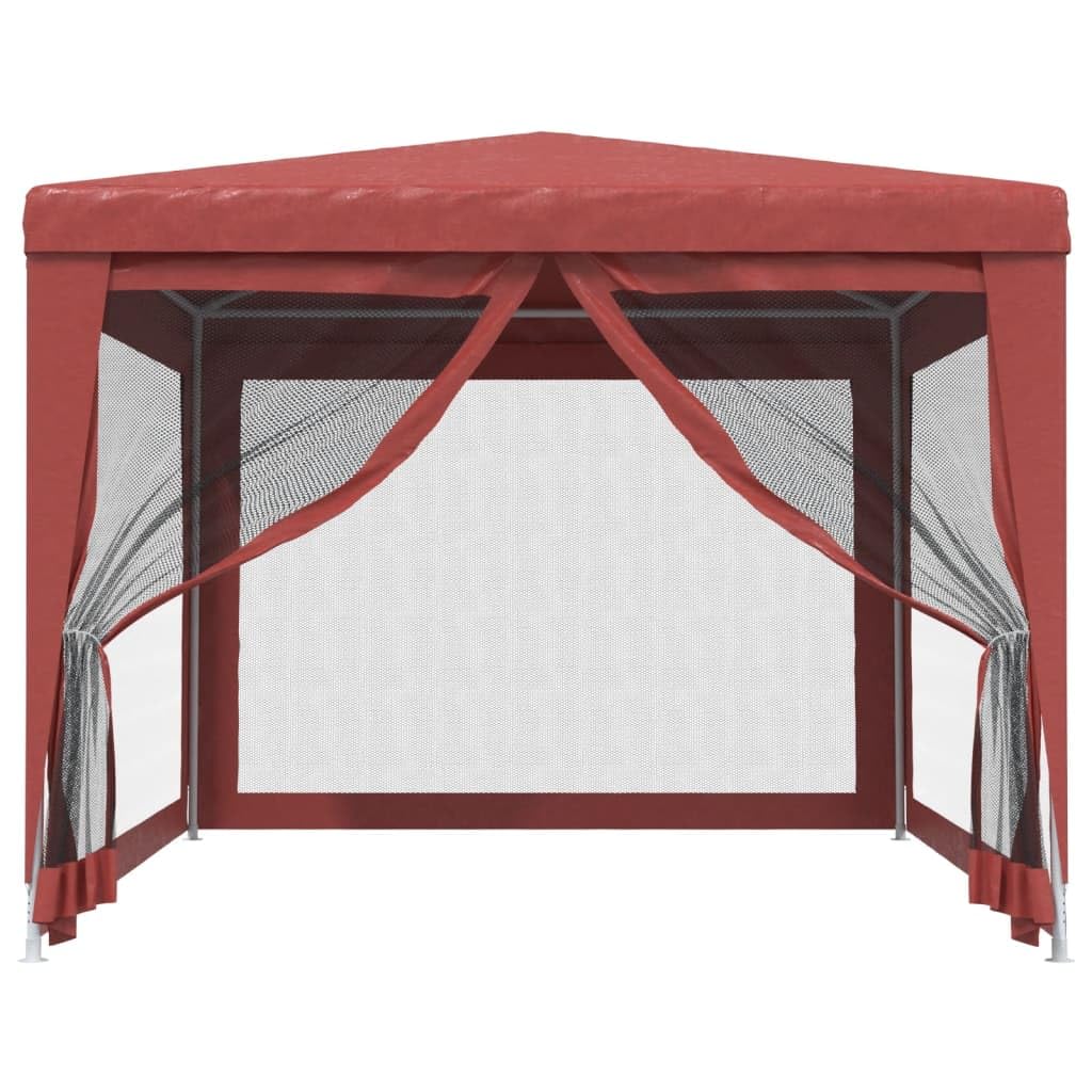 Namiot imprezowy HDPE czerwony 297 x 396 x 246 cm ze ścianami bocznymi