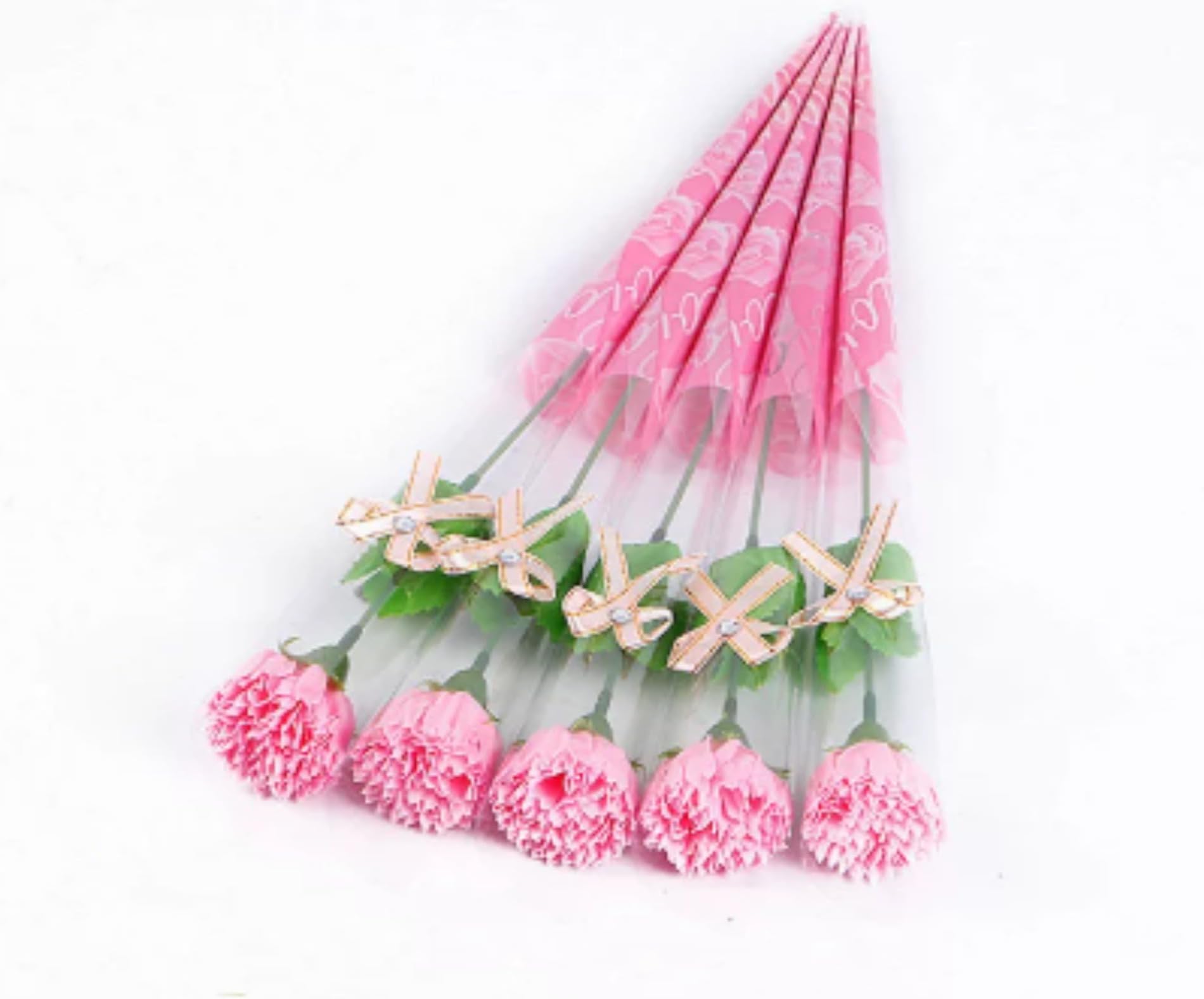- ＱＲＥＡＬＯＡソープフラワー 単支50個 花束風 フラワーギフト 石鹸素材 造花 観賞用 誕生日 記念日 プレゼント (粉,carnation) [並行輸入品]