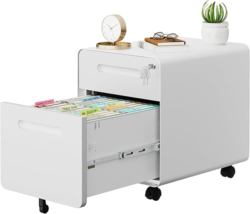 Miniatura 35 de Archivador de 2 cajones con cerradura y 4 llaves, archivador móvil de metal, archivadores para oficina en casa, debajo del escritorio, premontaje