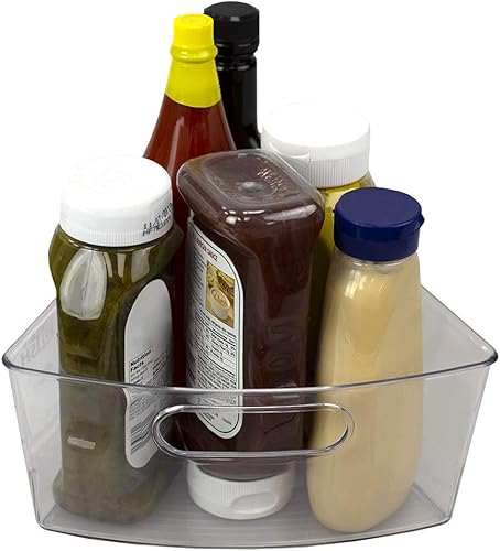 Miniatura 5 de Home Basics Contenedor organizador de almacenamiento Lazy Susan de plástico resistente con asa frontal recortada para armario de cocina, organizador