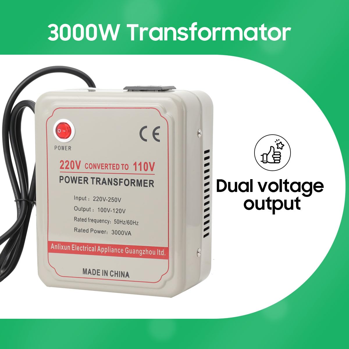 Trasformatore di Tensione da 3000 W, 220 V a 110 V, Convertitore Step-Down, Convertitore di Tensione, 3000 VA Step Down