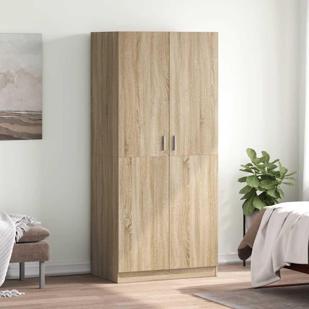 VidaXL Garde-robe, Armoire à Vêtements, Placard de Vêtements, Meuble de Rangement, Organisateur de Chambre, Blanc Marron 355063 - Maison