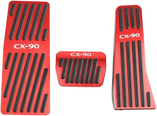 Miniatura 7 de LEXLEY 3 almohadillas antideslizantes de aluminio para pedal de freno de gas, auto sin perforación, solo para Mazda 2024 2025 CX-90 - Plateado