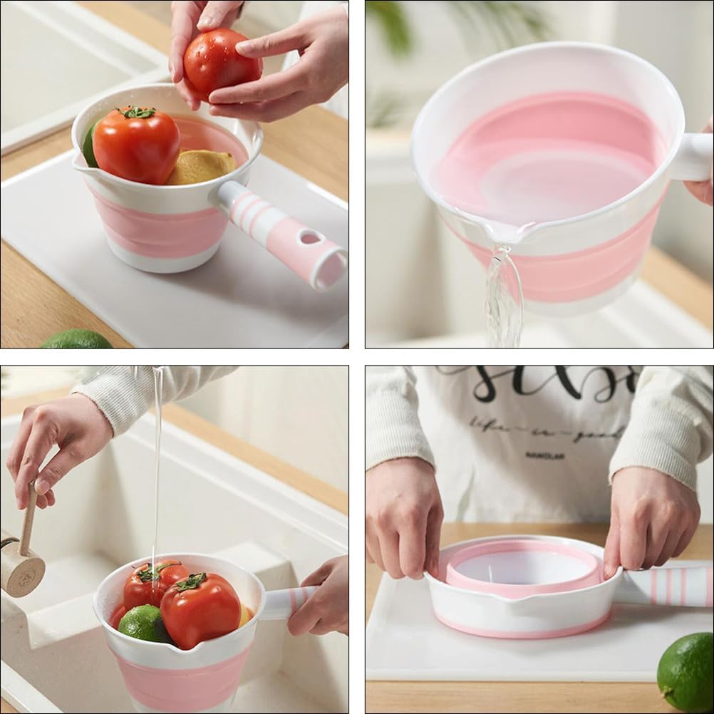 Hemoton Foldable Water Scoop Collapsible Kitchen Ladle with Hanging Hole Multi-Function Water Dipper for Home Bathroom Garden and Outdoor Use 4.33 Inch