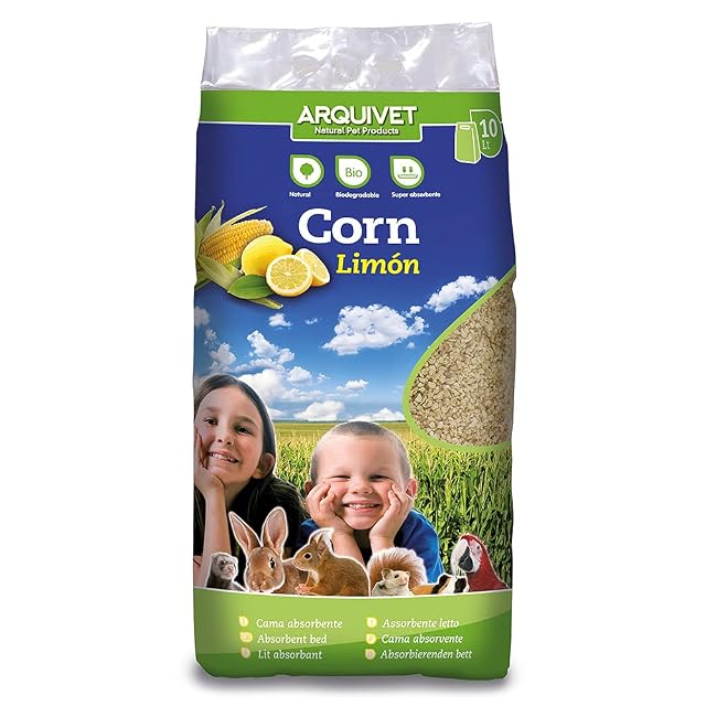 Arquivet Corn Limón - lecho de maiz y aroma limón para pequeñas mascotas - 10 L