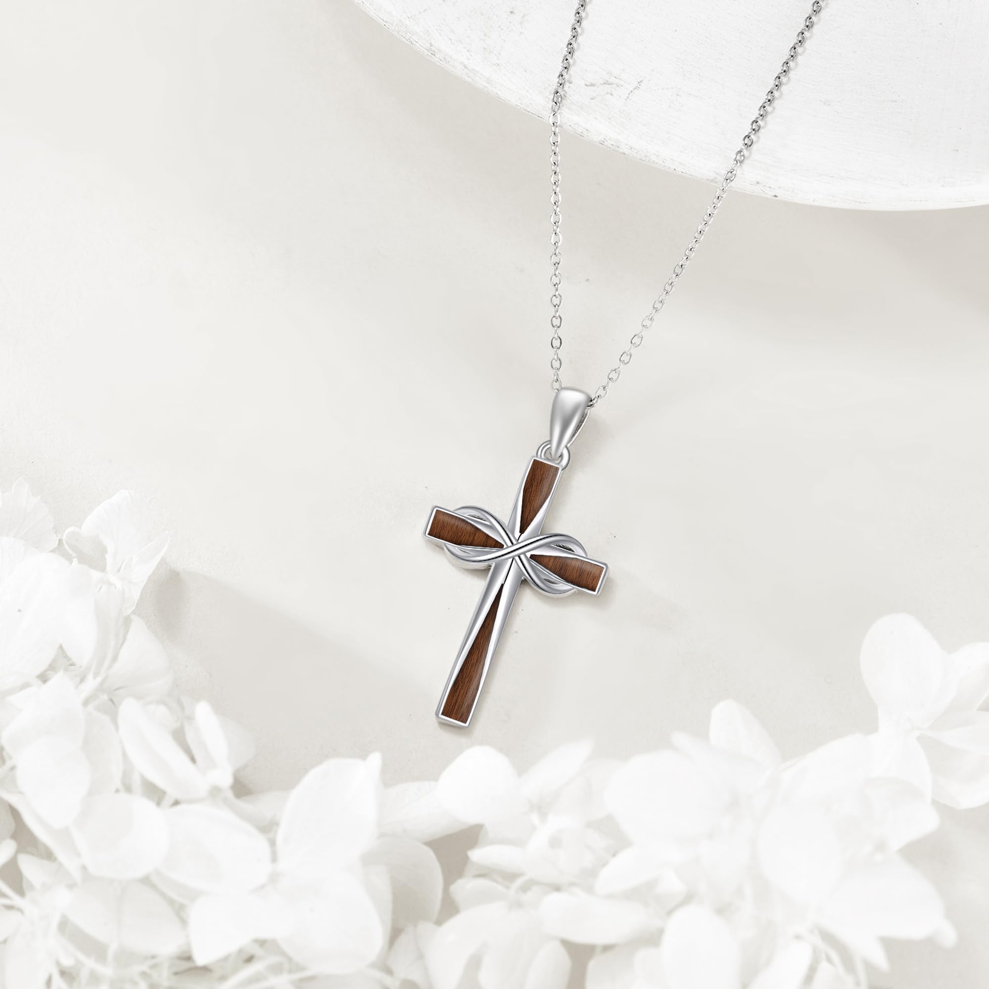 ONEFINITY Chaîne en argent sterling 925 avec pendentif en forme de croix de l'infini - Bijou religieux - Cadeau pour homme et femme