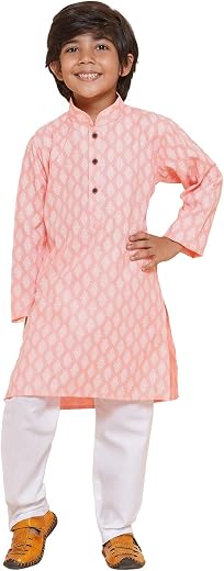 AJ DEZINES Kids Ethnic Wear Cotton Printed Kurta Pyjama Set For Boys
