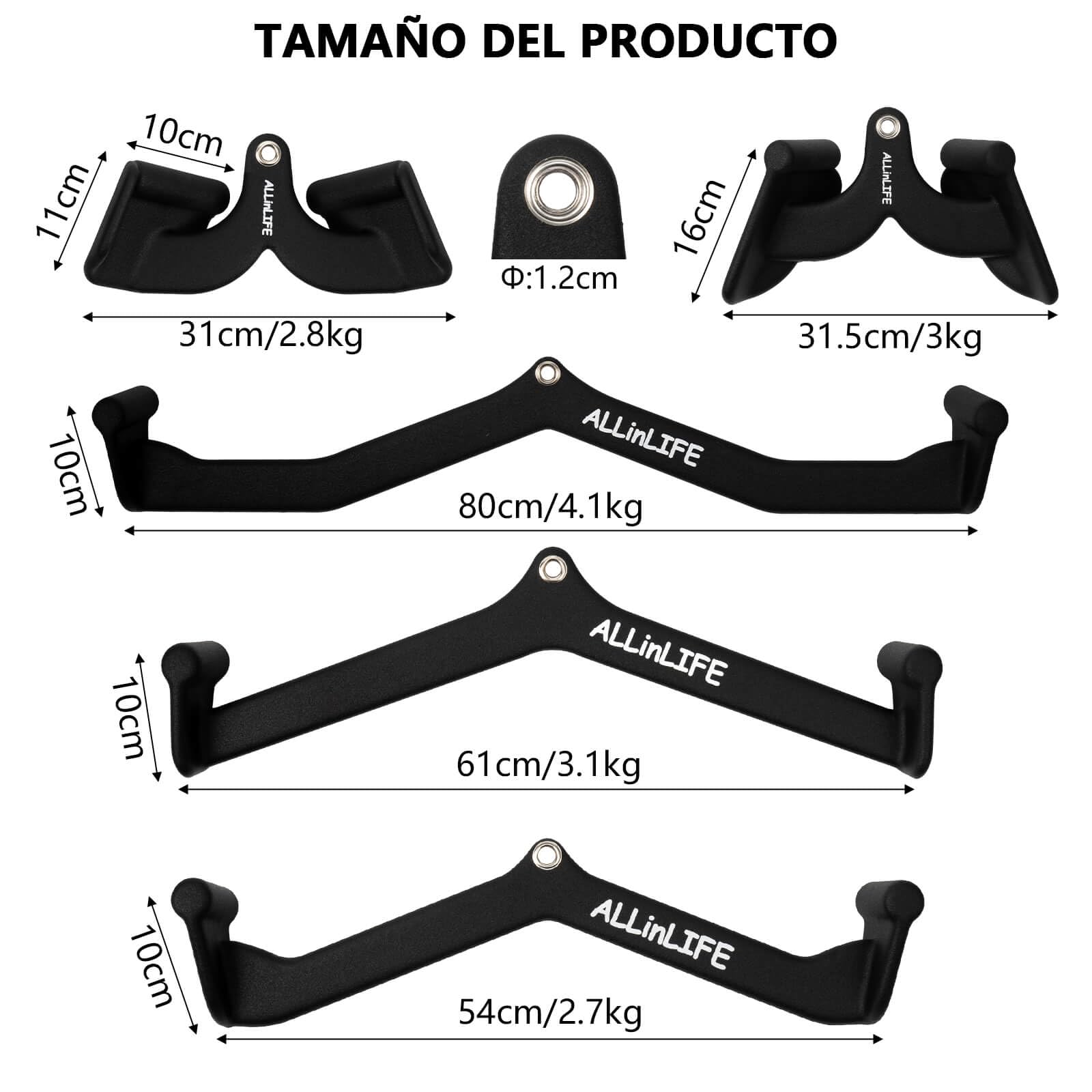 ALLINLIFE Agarres Poleas Gym Multifunción,Poleas Gimnasio Juego De Cinco Piezas,Accesorios para Máquina de Cable Entrenar Bíceps Tríceps Hombros Espalda