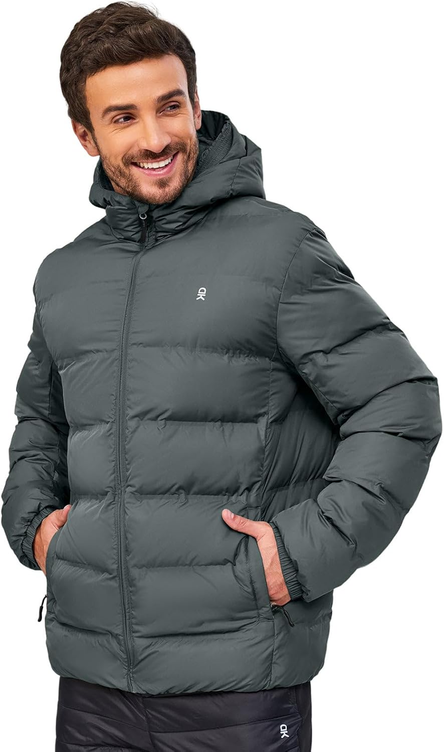 Little Donkey Andy Men's Puffer Jacket Warm Winter Coat with Hood Lightweight Insulated Quilted Jacketss for Snow Ski