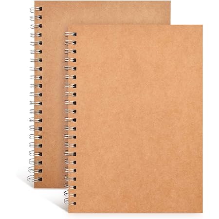 KeLiTi Blank Spiral Notebook Soft Cover Journal,Unlined Sketch Book Pad 2-Pack,100 Pages/ 50 Sheets, 7.5 inch x 5.1 inch