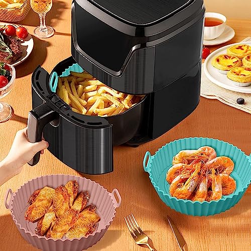 Image of Silicone Air Fryer Basket Liner - Reusable Non-Stick Silicone Cooking Basket, Dishwasher Safe, Multi-Purpose for Air Fryer, Oven, Microwave, Frying Pan, Steamer - (1 Pack-Silicon Round)