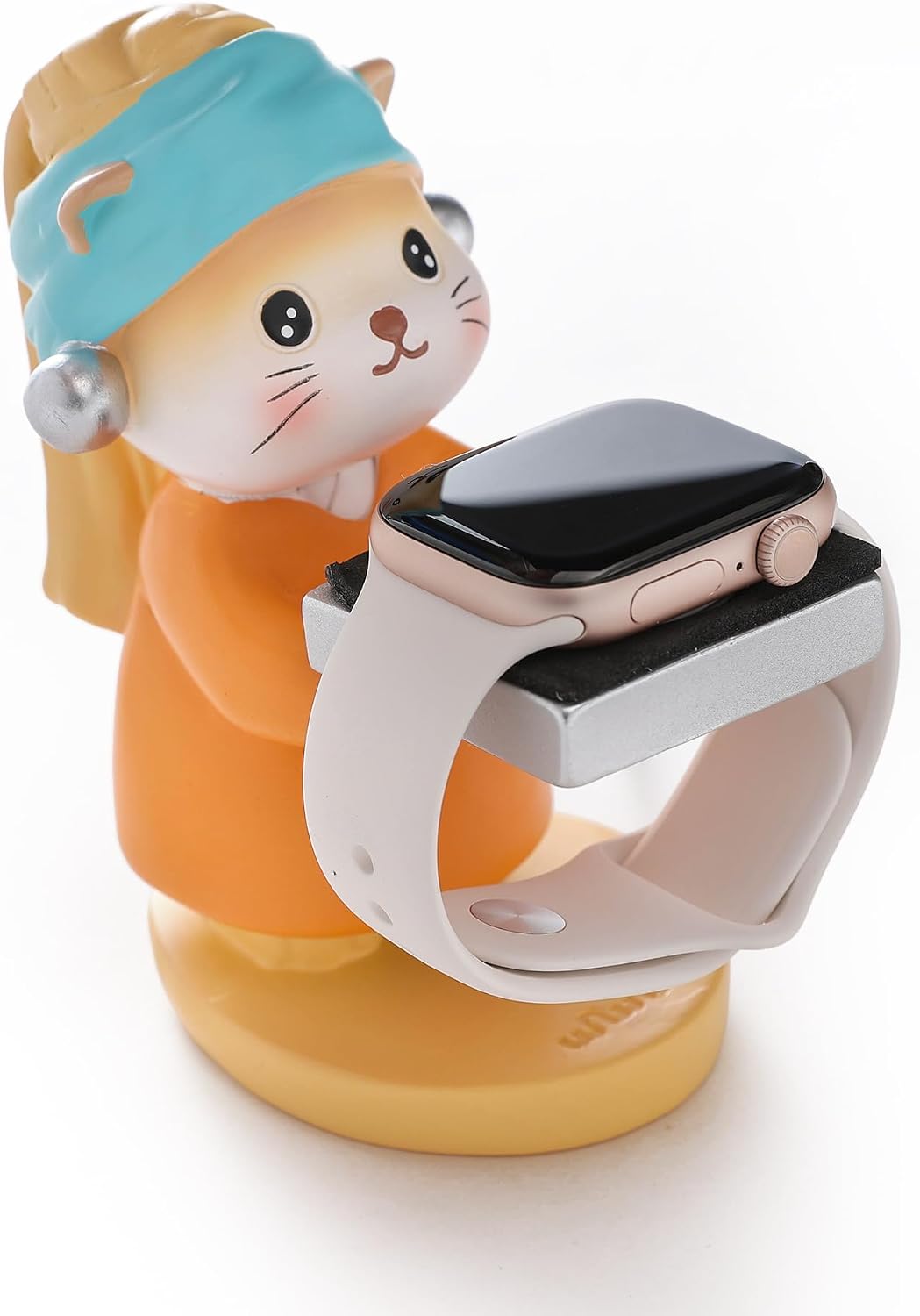 Pearl Cat Apple Watch Holder, Compatible with Series 1/2/3/4/5/6/7/8/9/10/11, SE, Ultra/Ultra 2/Ultra 3, Adorable Pearl Cat iWatch Charging Dock