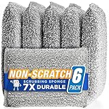 SPONGENATOR Kitchen Scrubbing Sponges - Heavy Duty Non-Scratch Scrubbing Cleaner Sponges in 1 Color - Multi-Surface Non-Metal Dish Scouring Scrubbers for Fast Cleaning. (6 Pack)