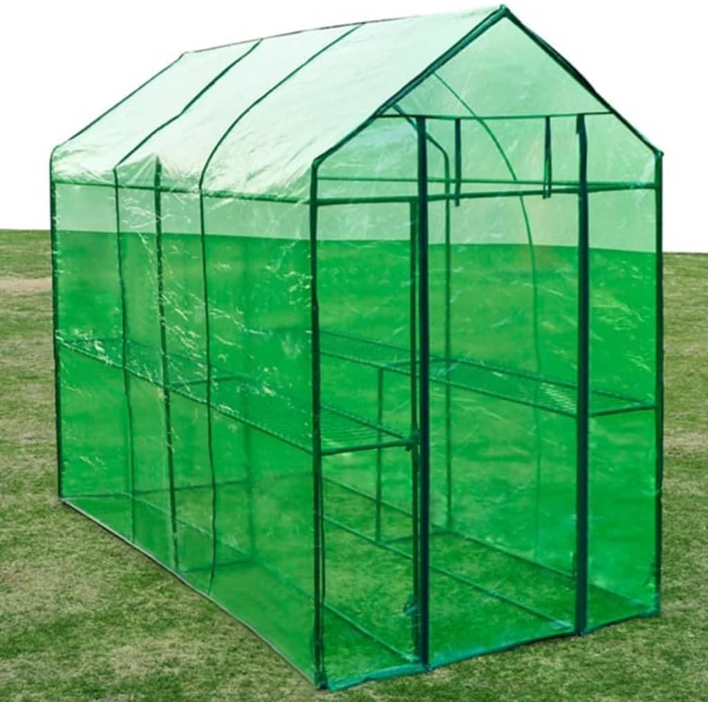 vidaXL Greenhouse Green Powder-Coated Steel, PVC XL Lightweight