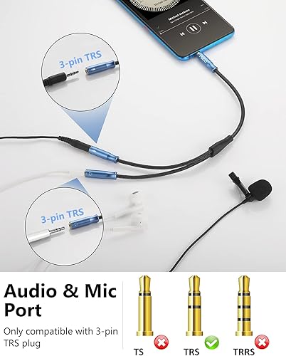 Miniatura 10 de MillSO Adaptador divisor de auriculares de 0.138 in CTIA Divisor de audio (2 TRS hembra a 1 TRRS macho) Compatible con Xbox One, PS4, Smartphone,