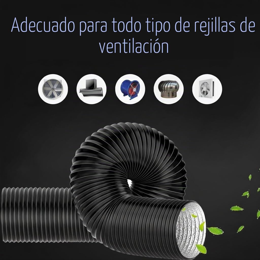 Tubo Aire Acondicionado Portatil, Flexible Manguera Ventilación 150 mm, 300 cm Manguera Escape Aluminio, PVC Conductos Ventilación para Extractores, Climatizadores, Secadoras, Campanas, Negro