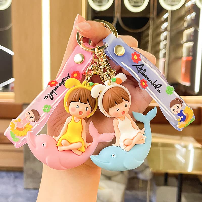 Amazon.co.jp: キャラクター、かわいいイルカ、女の子キーホルダー