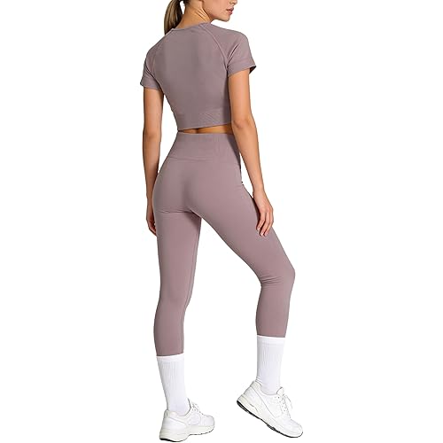 Workout Sets for Women Two Piece Outfits Seamless High Waist Leggings Yoga Crop Tops Athletic Pilates Gym Matching Clothing