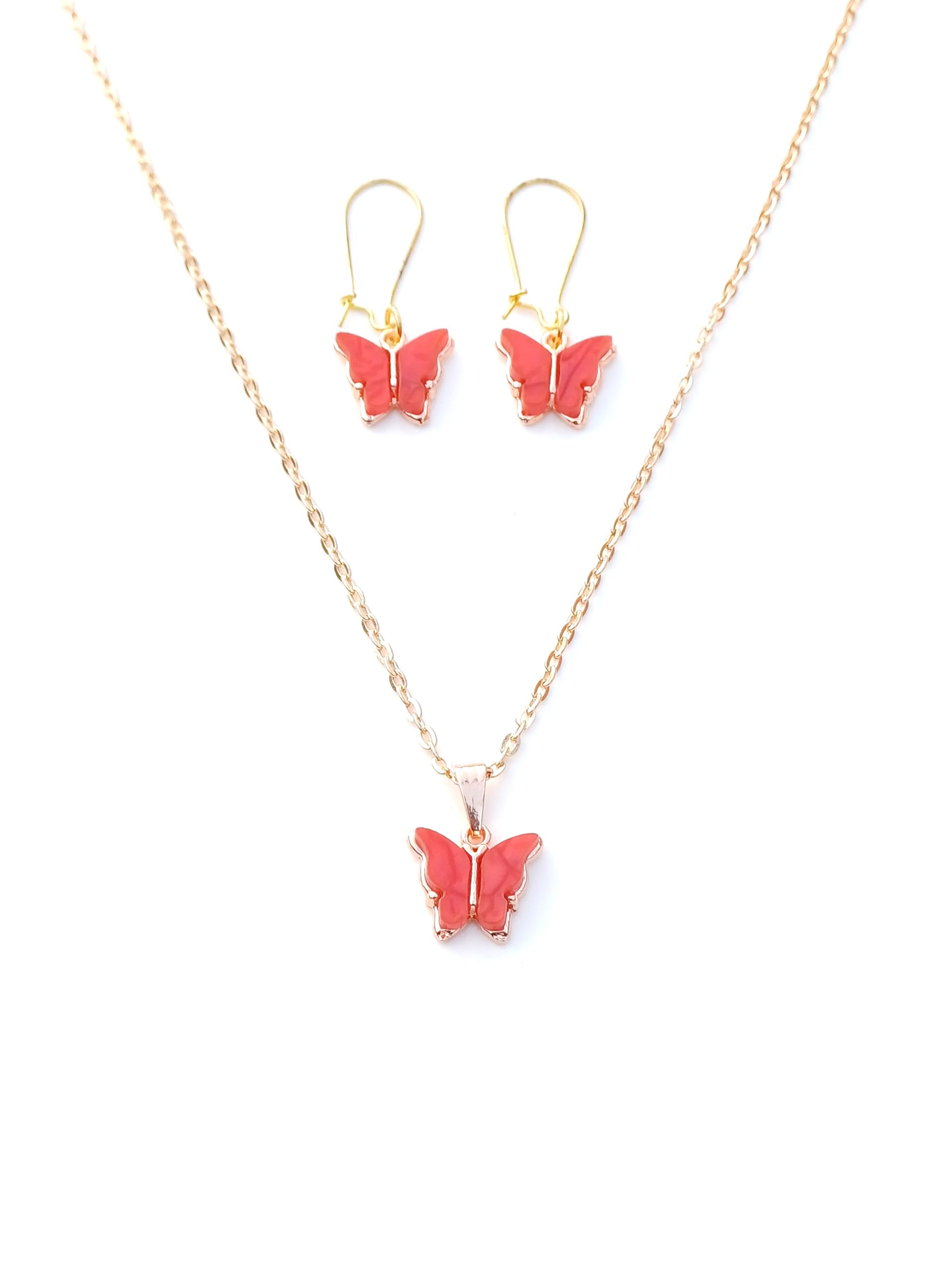 SHILPMART Gold Plated Butterfly Red Western Choker Pendant Chain Necklaces Set With Earrings For Girls and Women (B0CLGG5W2R) Amazon Price History, Amazon Price Tracker