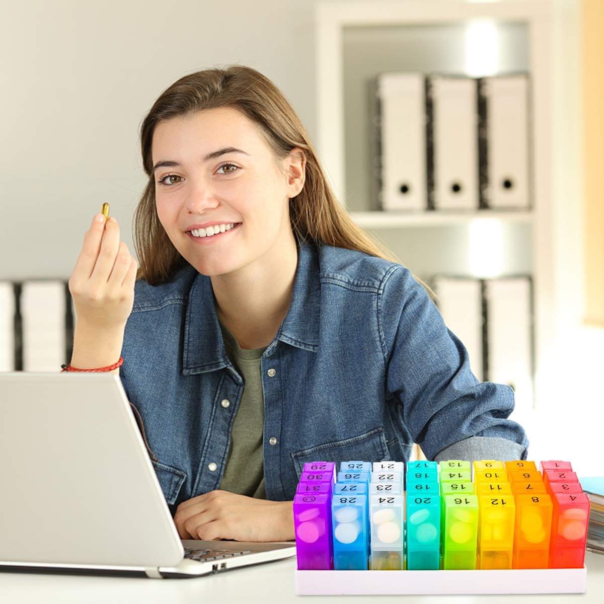 Monthly Pill Organizer (Light Blue)