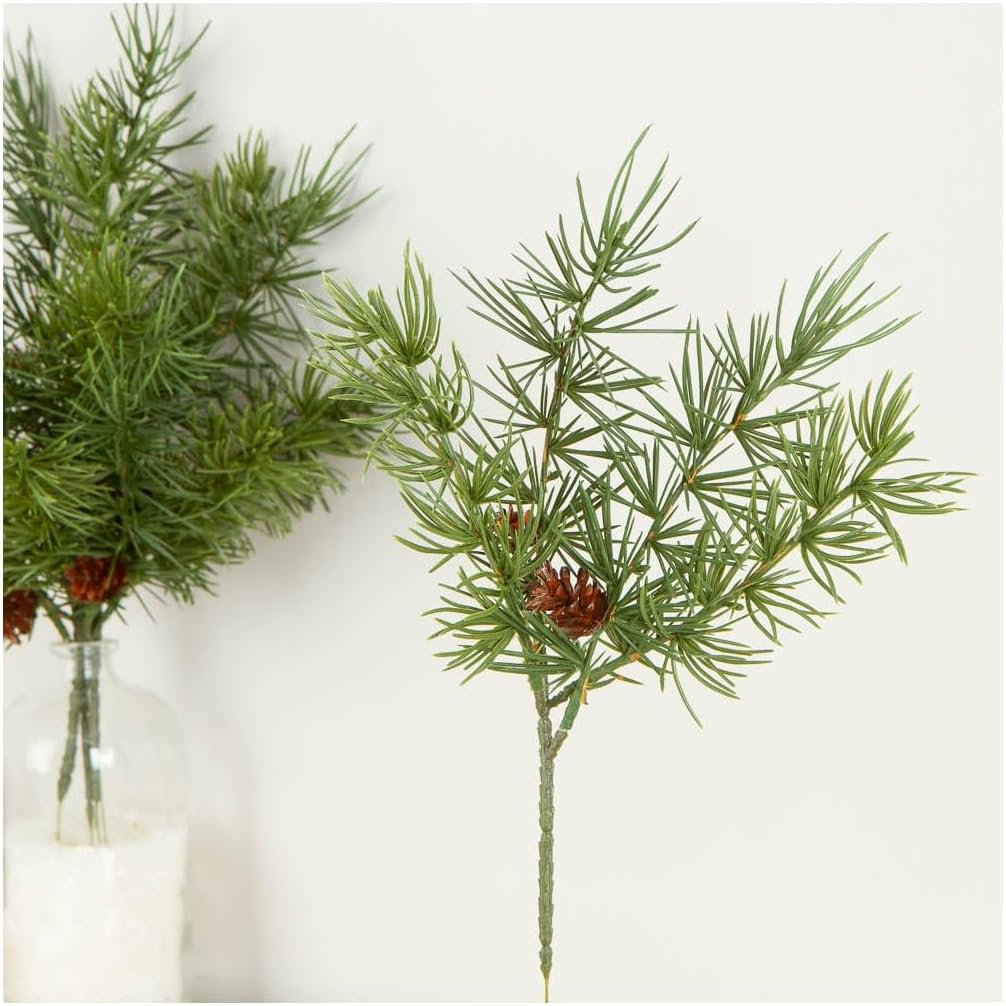 Factory Direct Craft Artificial Wispy Weather Resistant Pine Picks - (Set of 12) Have Pinecones for a Realist Look Use in Holiday Decorating and Christmas Floral Arrangements (13 H)