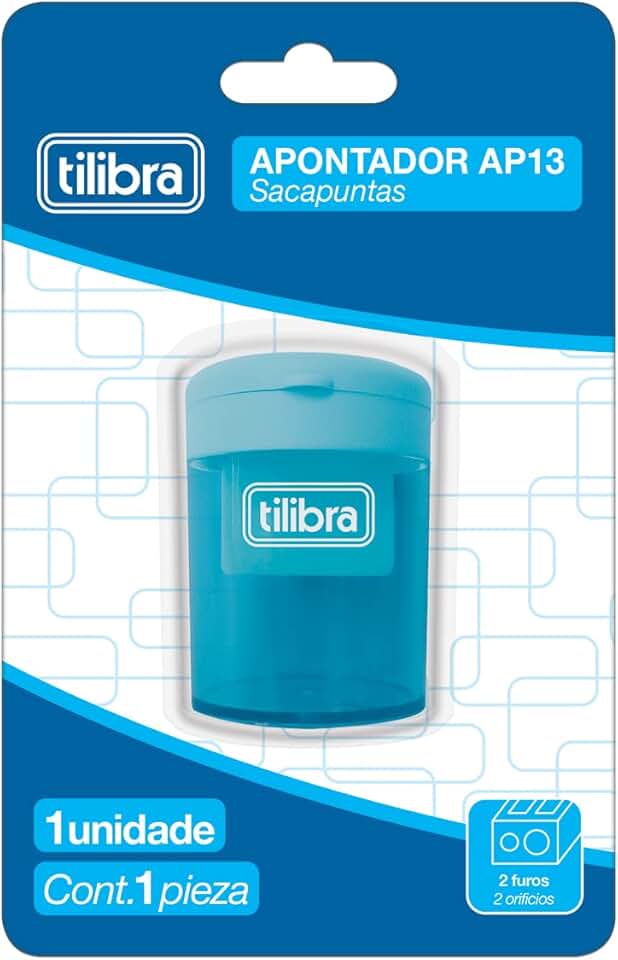 Tilibra - Apontador 2 Furos com Depósito AP13 Blister - Sortido