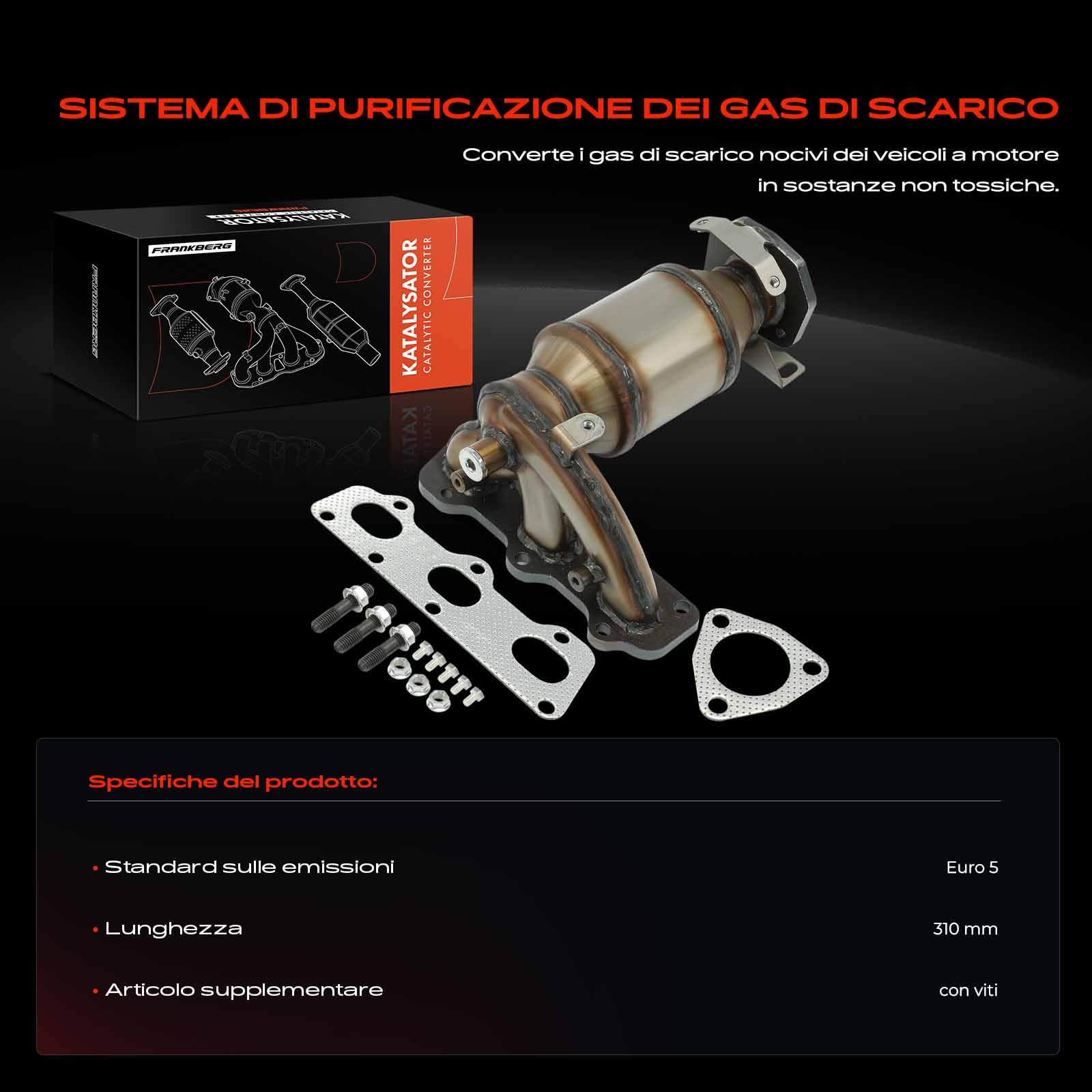 Frankberg Convertitore Catalitico Compatibile con Fabia II 542 1.2 Ibiza IV SportCoupé 6J1 6P5 1.2 Polo 9A 9N 1.2 12V Fabia II Combi 545 1.2 R.o.o.m.s.t.e.r 5J7 1.2 Replace# 03D131701E,03E253020KX