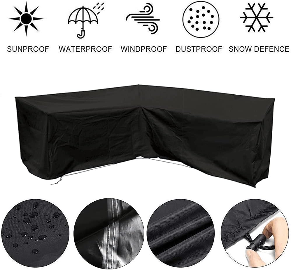 Patio Furniture Sectional Covers 105x79inches L-Shaped Sectional Garden Lawn Sofa Cover 420D Heavy Duty Waterproof Dustproof Furniture Protection Corner Sofa Cover for Outdoor Veranda