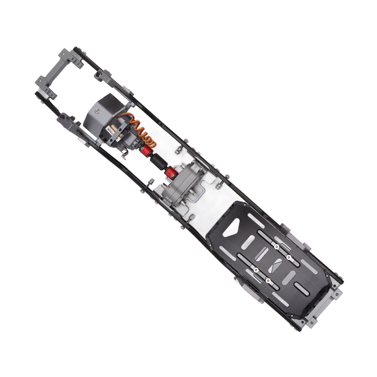 Do obudowy metalowej RC w skali 1:10, 2 opcje przekładni, tryb 2-biegowy, rozstaw osi 313 mm, przednia przekładnia, materiał ze stopu aluminium, błyszczący układ napędowy, (kolor kolorowy)