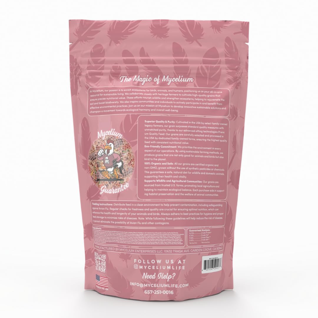 Mycelium Pet Bird Harvest Blend Bird Seed | Organic Food for Cockatiels, Lovebirds & Conures | Fruits, Vegetables, Egg, Vitamins & Minerals | Supports Feather & Digestive Health | 5 lb Bag