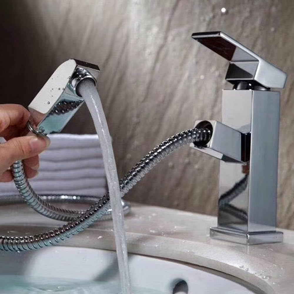 Robinet de salle de bains à trou unique mitigeur haut de gamme noir chrome