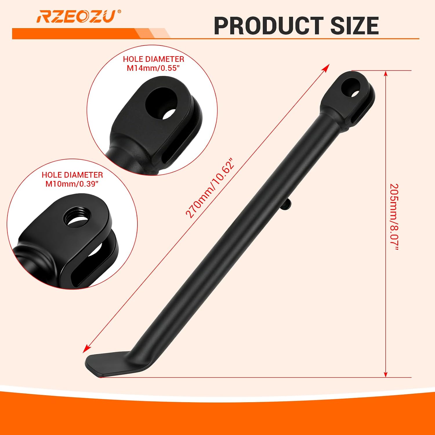 10.6" Mini Bike Kickstand with Spring Replacement for TrailMaster Storm 200 MB200 Hurricane 200X PRO 196cc 6.5HP Minibike Powersports Accessories Parts (270mm Length)