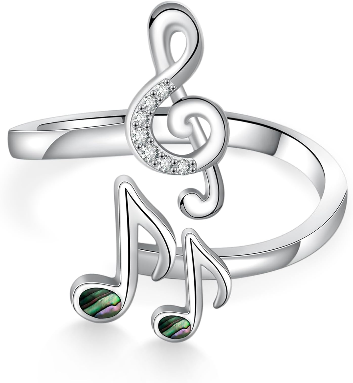 Musical Note Ring, 925 Sterling Silver Music Ring Treble Clef Open Ring Music Jewelry Gifts for Women Music Lovers