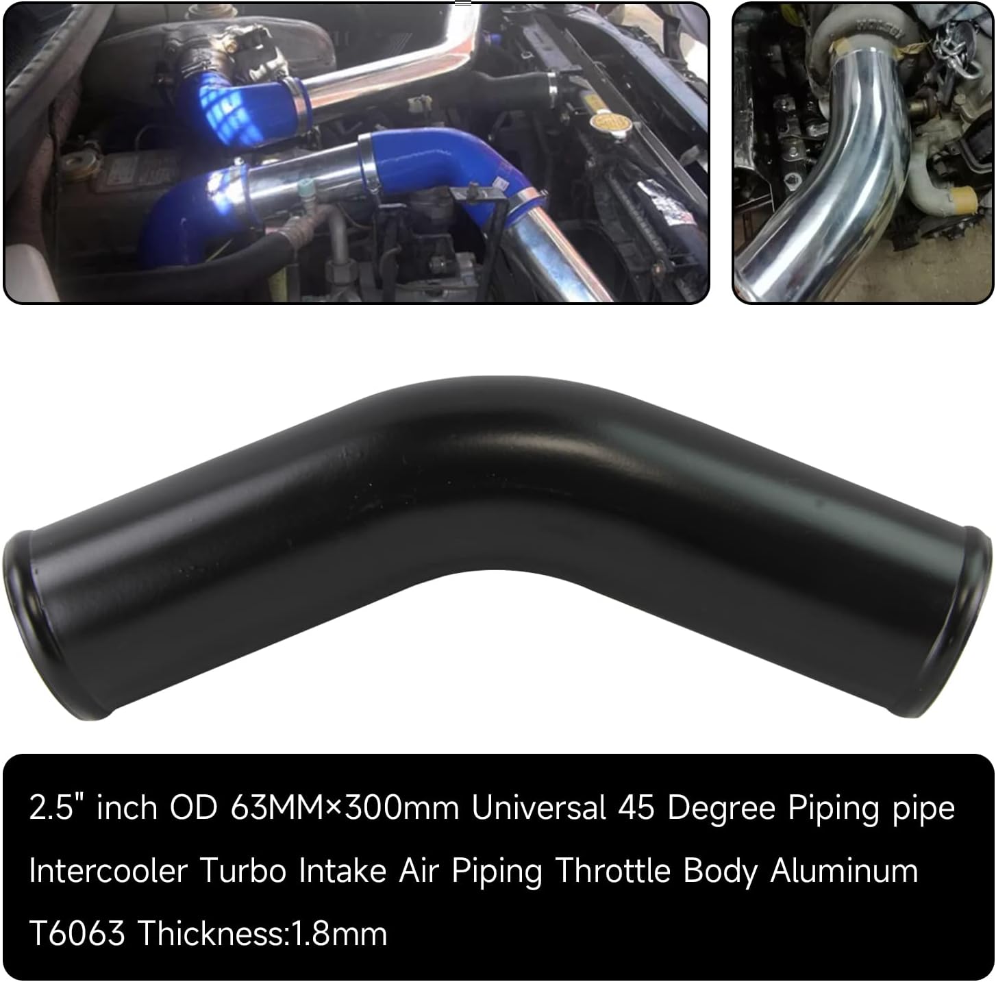 Universal 2.5" 45 Degree Aluminum Turbo Intercooler Pipe