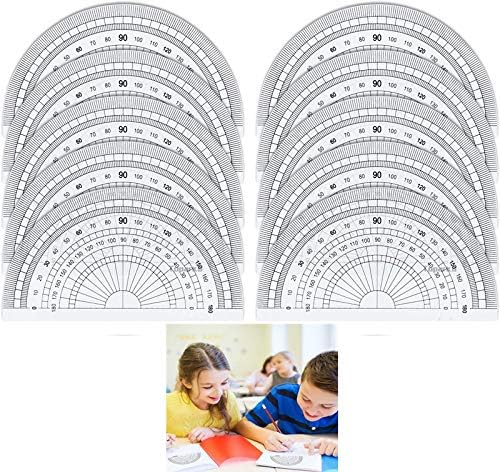 Protractors 180 Degrees,10 pcs Plastic Protractor Clear Math Protractor 180 Degrees Protractor for Angle Measurement