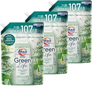 【大容量】花王 アタックZERO Green Life つめかえ用 1070g ×3個セット