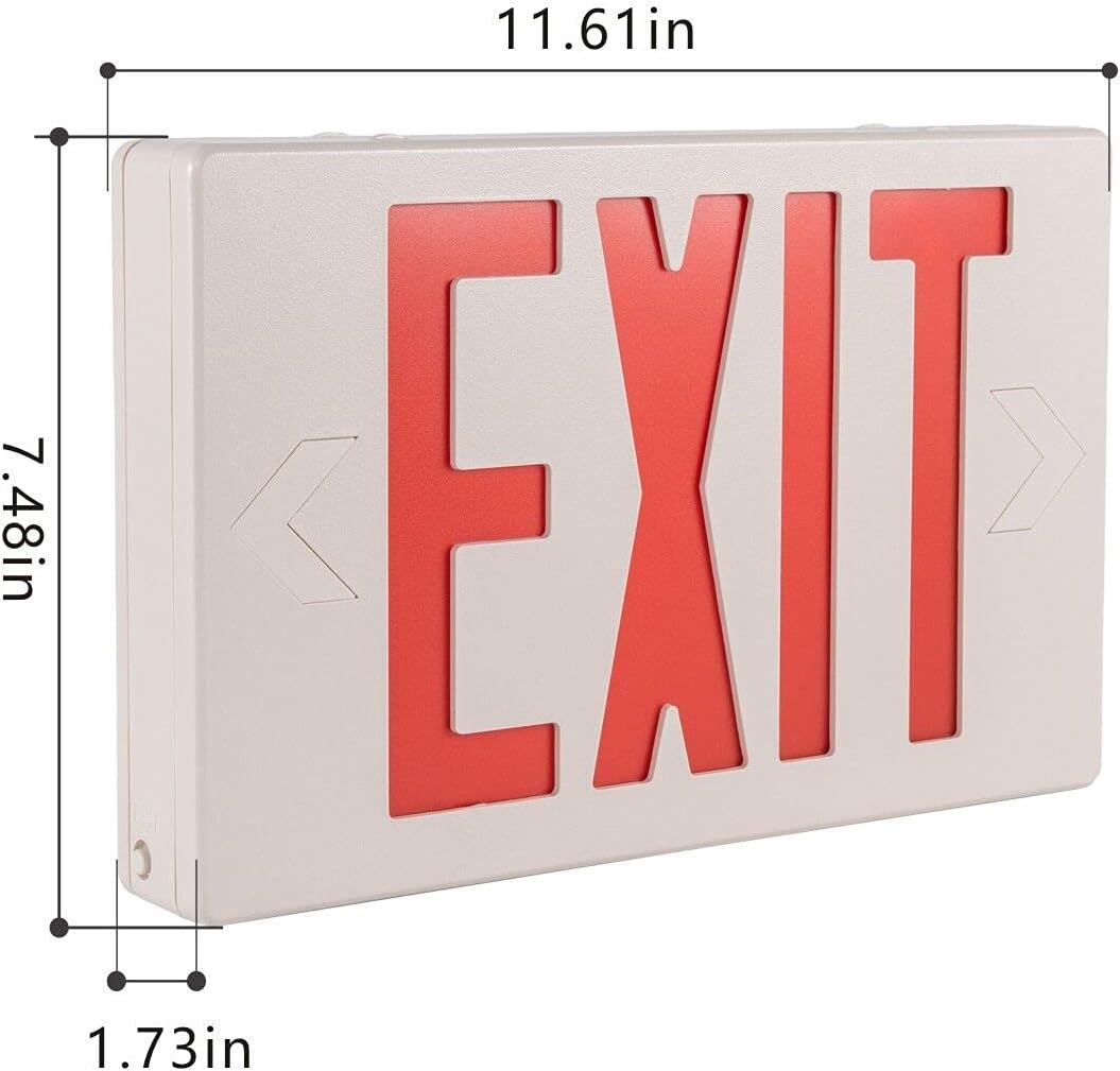 🔥 Crazy Deals Gruenlich LED Emergency EXIT Sign with Double Face and Back Up Batteries- US Standard Red Letter Exit Lighting, UL 924 Qualified, 120-277 Voltage (4-Pack)