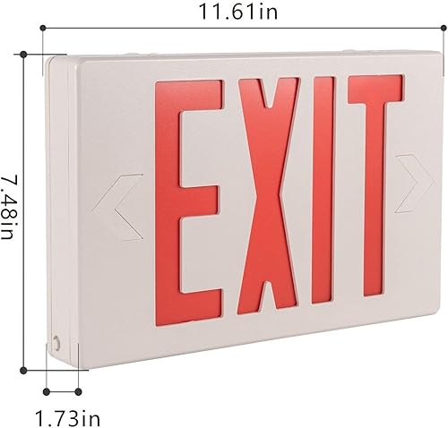 Miniatura 5 de Gruenlich Letrero LED de salida, luz de emergencia con doble cara y baterías de respaldo, letra roja estándar de EE. UU., calificado UL 924, voltaje