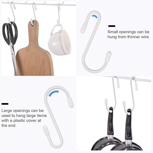 Miniatura 5 de 36 ganchos en forma de S para colgar en cocina, baño, dormitorio, oficina, sartén, abrigo, bolsa, plantas (blanco, 2.4 pulgadas)
