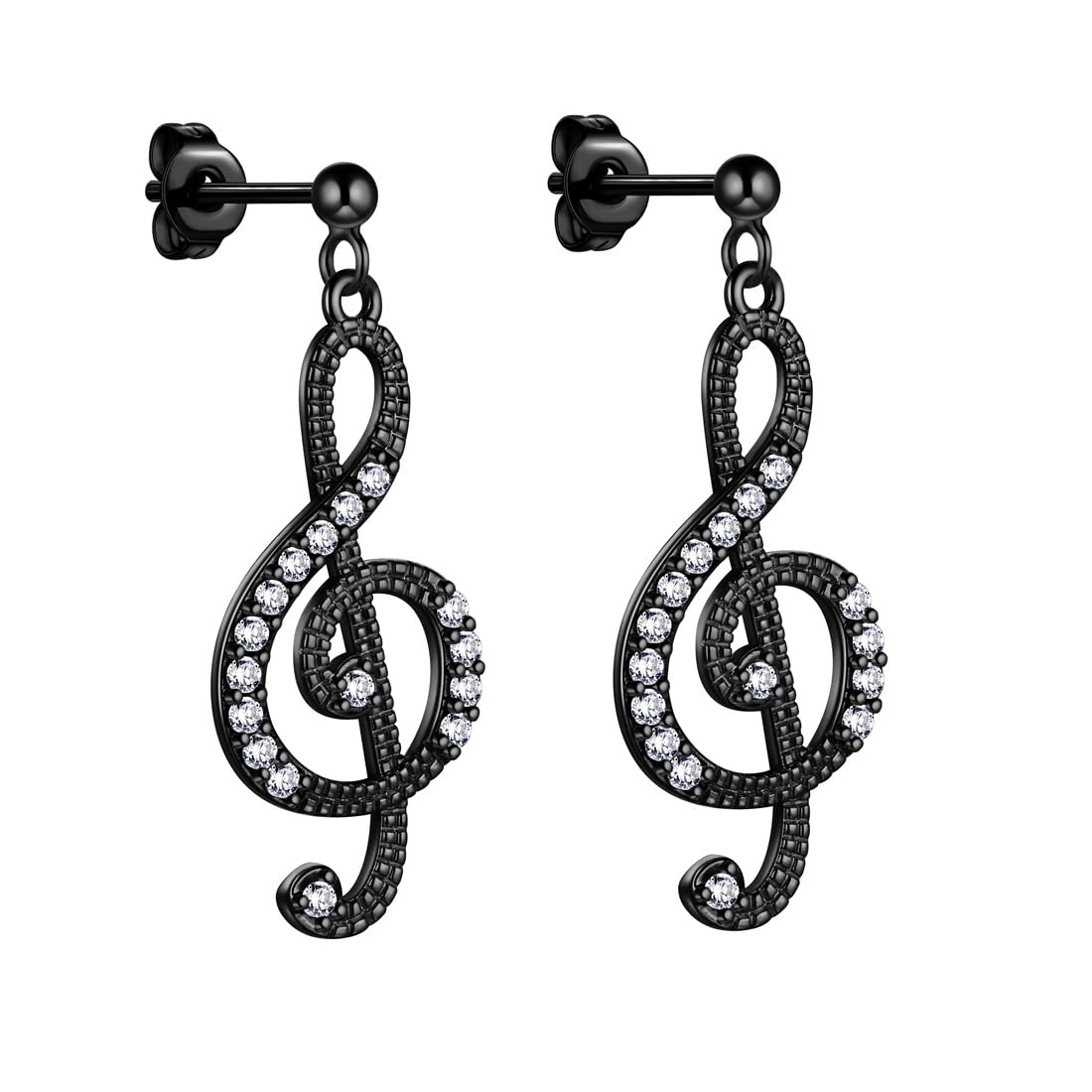 Boucles d'oreilles à tige note de musique hypoallergéniques et légères - 8