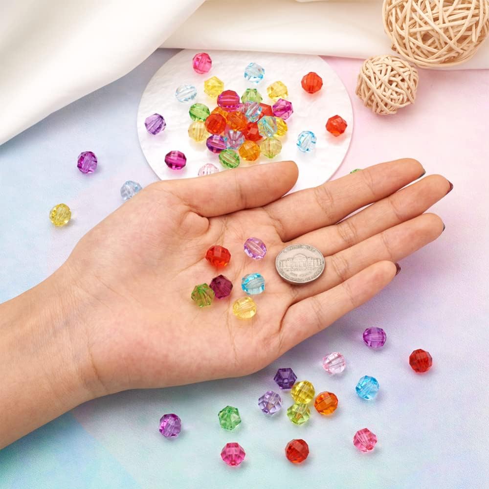Craftdady 100Pcs Transparent Acrylic Faceted Round Ball Spacer Beads 10mm Random Mixed Colors Plastic Loose Pony Beads for Jewelry Making Hole: 2mm - Image 6