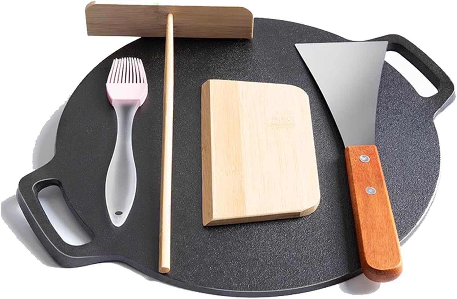 Crepe Pans Pie Pans 30cm Compatible with IH Cooker Handy Crepe Maker Use for BBQ, Outdoors, Family Gatherings Nonstick Crepe Pan with Spreader (Size : 37cm)