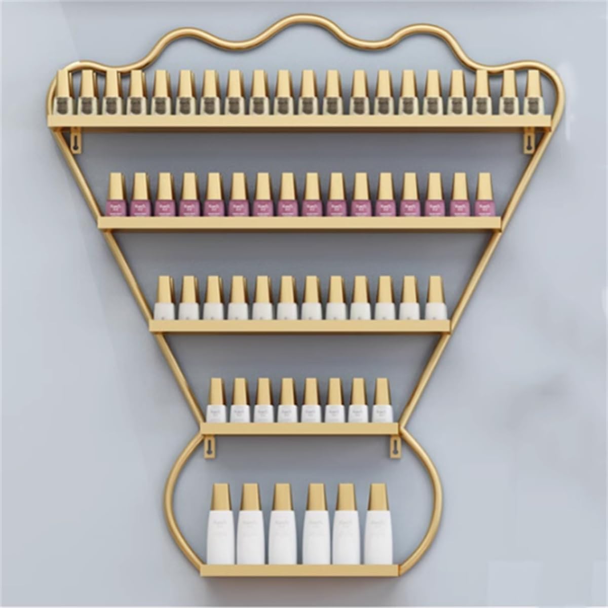 Étagères de Rangement murales en métal pour Vernis à Ongles, présentoir à 5 Niveaux pour cosmétiques, étagère Murale pour Rouge à lèvres, Parfum, organisateurs d'huiles essentielles,d'or