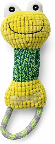 Frog Plush Dog Toy with Rope Handle