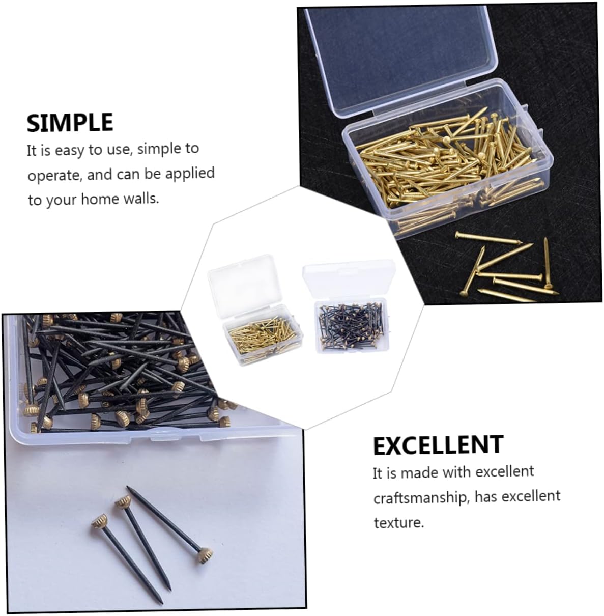 Generic 900pcs Picture Frame Nail Set Copper Picture Hooks for Crafts Wall Mounting and Home Decor Includes and Nails