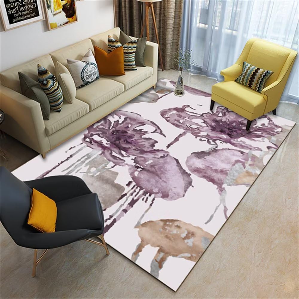 Kunsen Tappeto Viola Astratto Per Soggiorno E Camera Da Letto - Passatoia 180x280 Cm - Pelo Corto, Antiscivolo, Antimacchia, Lavabile
