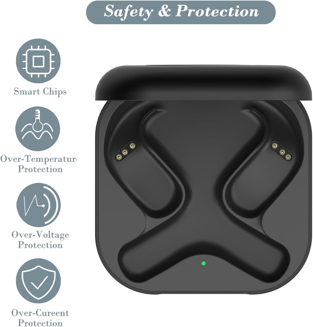 Charging Case Compatible with SHOKZ OpenFit (Not for OpenFit 2) - Portable Charger Case Cover for SHOKZ T910 Open Ear Headphones - Image 6